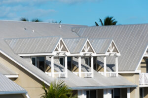 grey metal roof on a condo