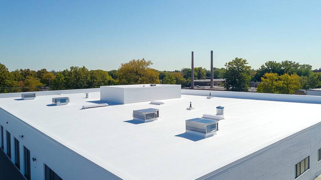 showing a flat roof after replacement